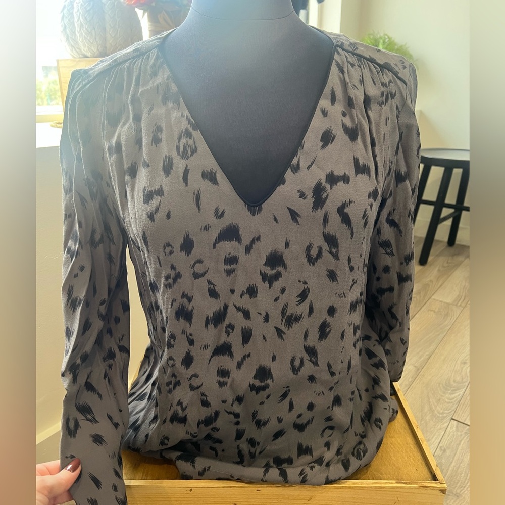 Chic Black Patterned Women's Blouse